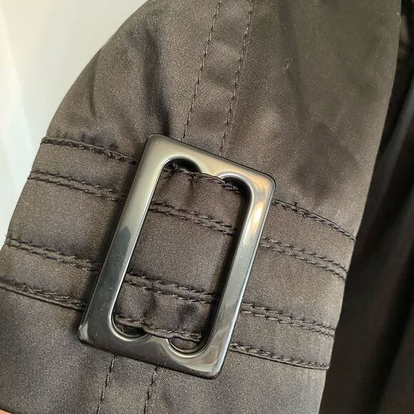 NWOT Jessica Simpson Sz M Classic Black Trench Coat, Belted - Picture 6 of 12